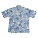 CAMPIA Mens Hawaiian Shirt Blue Floral L