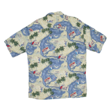 PIERRE CARDIN Mens Hawaiian Shirt Blue Floral M