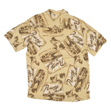 Mens Shirt Beige Crazy Pattern M