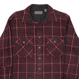 DAVID TAYLOR Mens Flannel Shirt Maroon Check Long Sleeve M