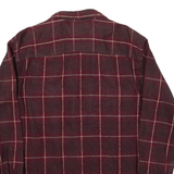 DAVID TAYLOR Mens Flannel Shirt Maroon Check Long Sleeve M