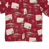 PIERRE CARDIN Mens Hawaiian Shirt Red Floral L