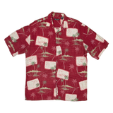 PIERRE CARDIN Mens Hawaiian Shirt Red Floral L