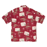 PIERRE CARDIN Mens Hawaiian Shirt Red Floral L