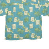 BERMUDA BAY Mens Hawaiian Shirt Blue Floral L