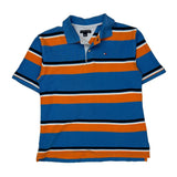 Tommy Hilfiger Striped Polo Shirt - Medium Blue Cotton