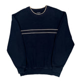 90S Blank D.A.C Athletic Club Striped Sweatshirt - Large Navy Cotton Blend