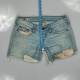 True Religion Denim Shorts - 29W UK 8 Light Wash Denim