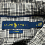 Slim Fit Ralph Lauren Checked Shirt - Large Grey Cotton