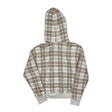 Reverse Weave Champion Checked Hoodie - Medium Brown Cotton Blend