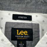 Lee Polka Dot Short Sleeve Shirt - Large White Cotton