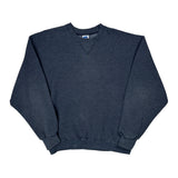 Blank Russell Athletic Sweatshirt - Large Grey Cotton Blend
