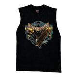 Eagle Print Harley Davidson Graphic Vest - Medium Black Cotton