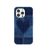 Powder Blue Denim Heart iPhone 14 Pro Case
