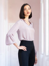 ZINNIA | Cavalier-Sleeves Silk Blouse