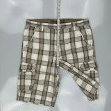 Levis Checked Cargo Shorts - 38W 12L Brown Cotton