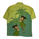 Tommy Bahama Graphic Hawaiian Shirt - Large Green Linen