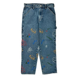 Unbranded Graphic Carpenter Jeans - 34W 30L Multicoloured Denim