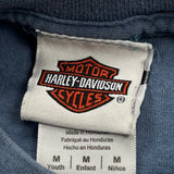 Harley Davidson Cartoon T-Shirt - Medium Blue Cotton