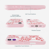 Clear Dicey Cherries iPhone 17 Case With Petal Pink Ridge (MagSafe included)