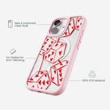 Clear Dicey Cherries iPhone 17 Case With Petal Pink Ridge (MagSafe included)