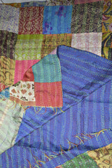 Hand Stitched Kantha Silk Vintage throw