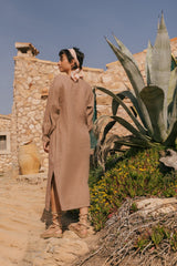 Amalia long linen dress in Rosy Brown