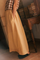 Mona maxi linen skirt in Mustard