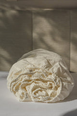Linen fitted sheet in White