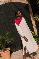 Linen scarf in Viva Magenta