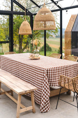 Linen tablecloth in Mocha Gingham