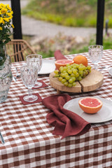 Linen tablecloth in Mocha Gingham