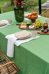 Linen tablecloth in Matcha Green