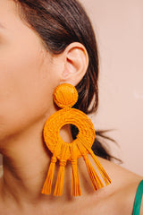 Oasis Mustard Earrrings - Handmade Iraca Palm Earrings