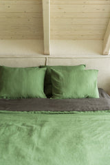 Linen duvet cover in Matcha Green