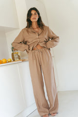 Nightly long sleeve pajama set in Rosy Brown