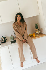 Nightly long sleeve pajama set in Rosy Brown