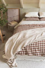 Linen bedding set in Mocha Gingham
