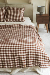 Linen pillowcase in Mocha Gingham