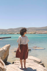 Daisy linen skirt with buttons in Terracotta