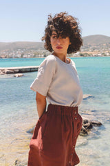 Porto oversized linen top in Cream