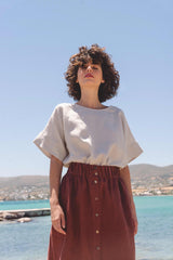 Porto oversized linen top in Cream