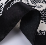 Anyyou Fashion Premium Satin Square Scarf – Elegant Lace Black Silk-Feel Neckwrap for Women