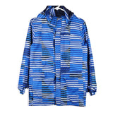Age 14-16 Columbia Striped Jacket - Large Blue Nylon