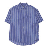 Trussardi Jeans Striped Short Sleeve Shirt - Large Blue Cotton