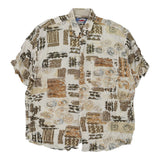 Vintage beige Central Park Fashion Patterned Shirt - mens x-large