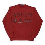 Aspen Cal Cru Sweatshirt - Small Red Cotton Blend
