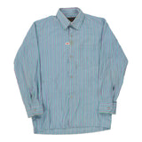 Age 10-11 Elbow Striped Shirt - Medium Blue Cotton