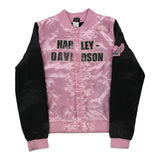 Age 10-12 Harley Davidson Spellout Bomber Jacket - Medium Pink Polyester