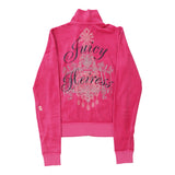 Heiress Age 8 Juicy Graphic Velour Track Jacket - Small Pink Cotton Blend